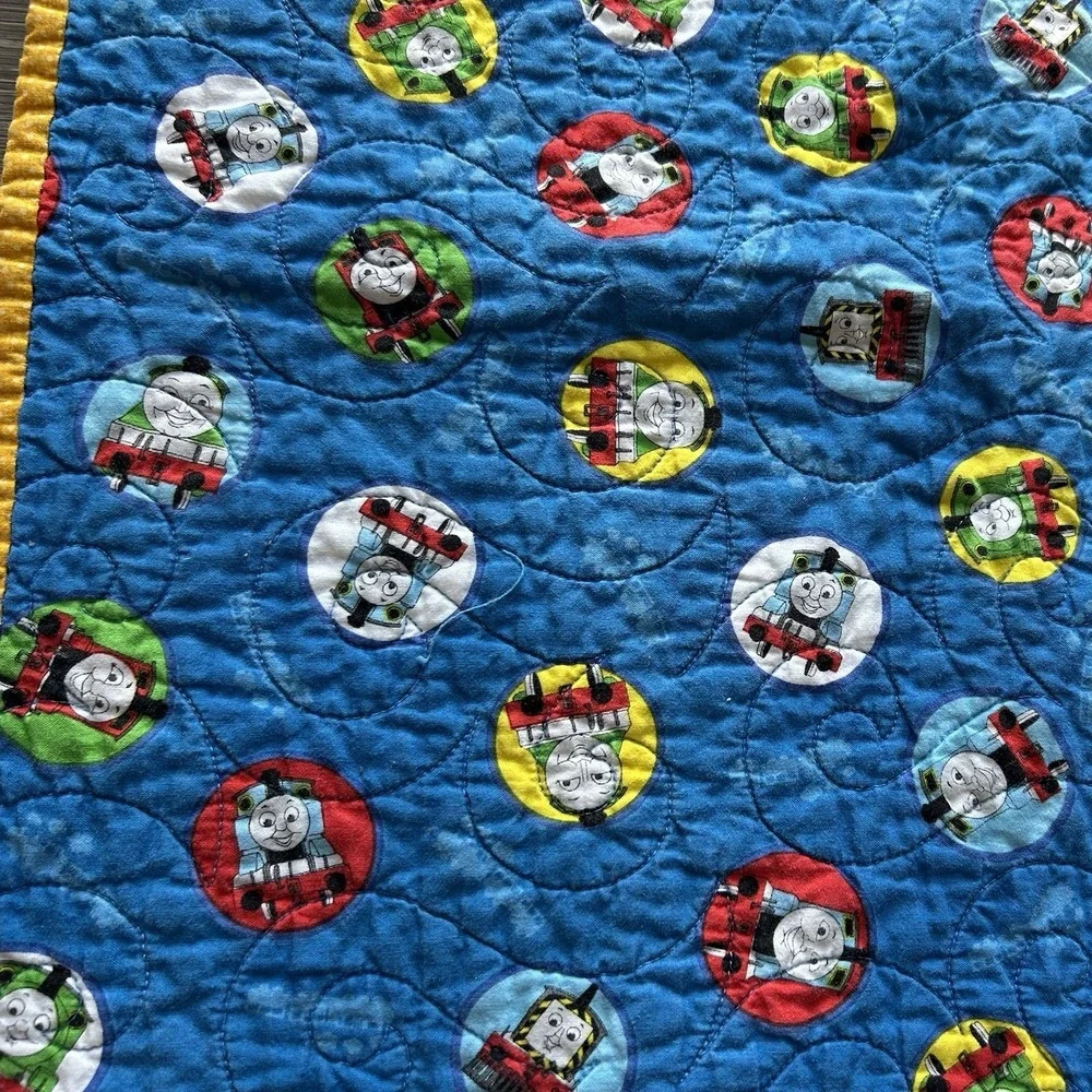 Thomas Tank Engine Train Baby Toddler Blanket Comforter Quilt 37x42 Vintage GUC